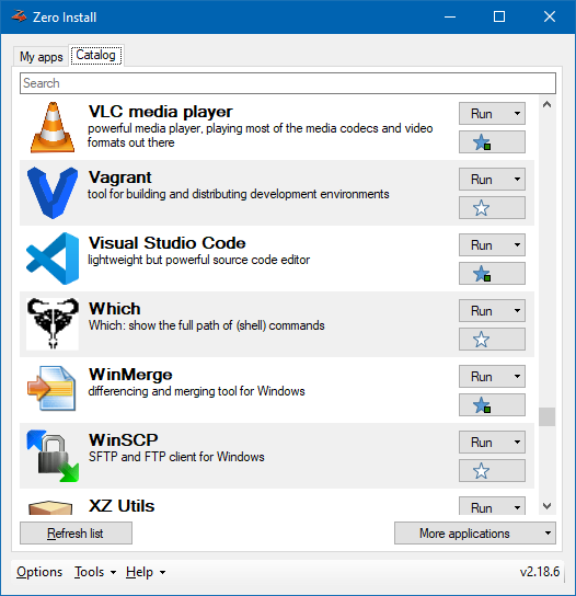 Zero Install for Windows - Catalog
