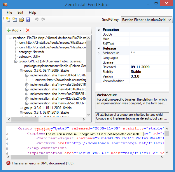 Feed Editor screenshot - XML Editor