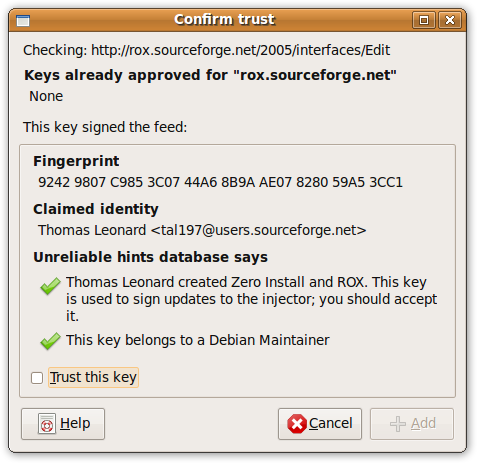 Confirming Thomas Leonard's GPG key